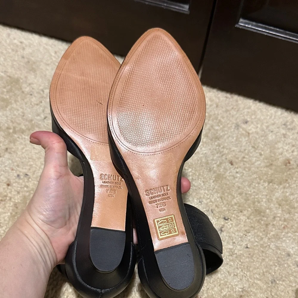 Shutz Black Ankle Strap Flats - Picture 4 of 4